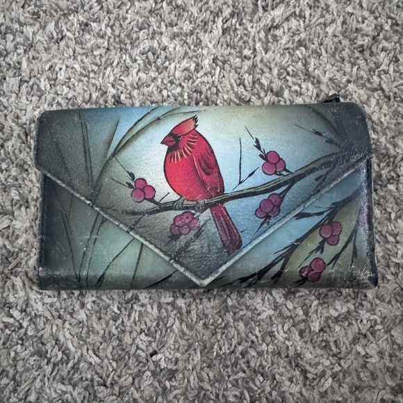Anushka womans leather tri fold wallet Cardinal design - Picture 1 of 6